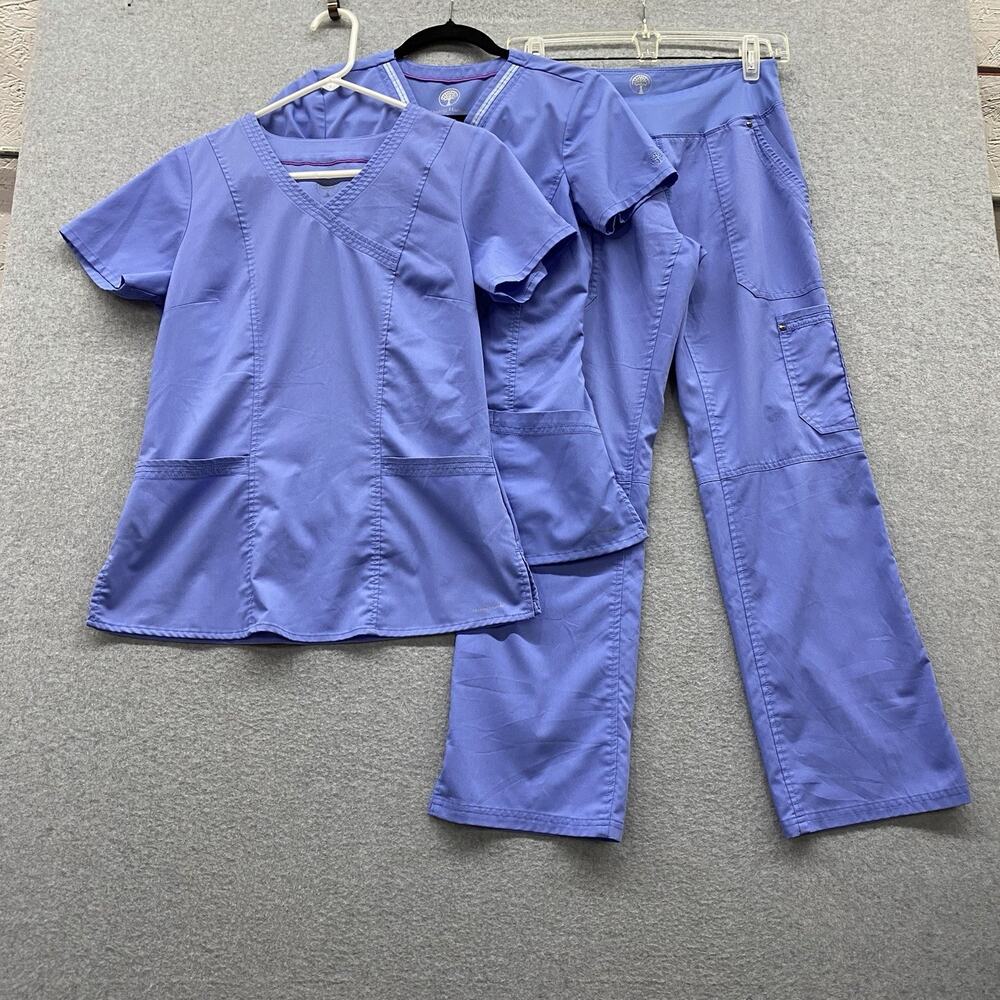 Healing Hands Women’s Scrub Lot 3 Pc Purple Blue Tops XS S Pants XSP Petite